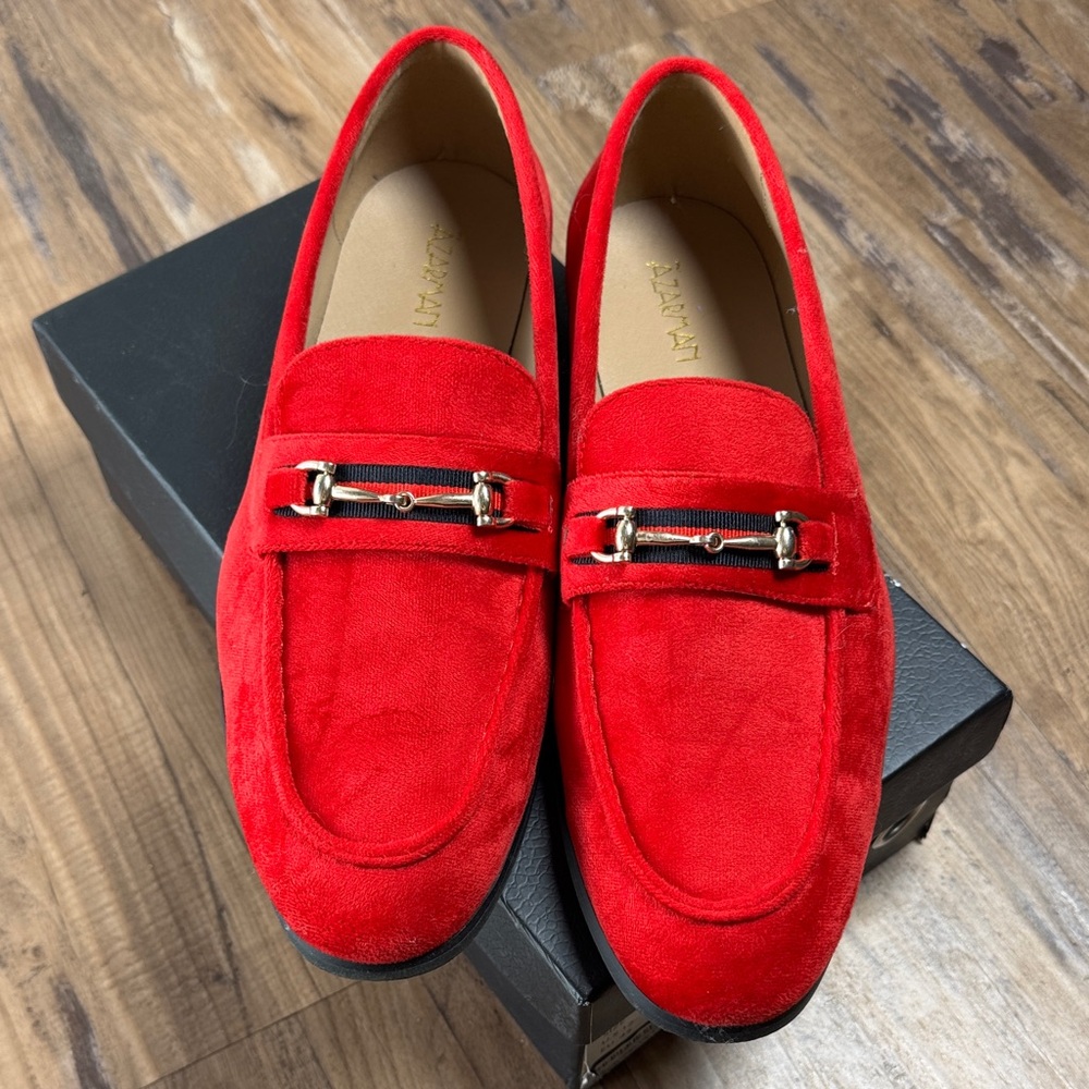 Red Suede Loafers size 12 EU 45 PROM HOCO WEDDING